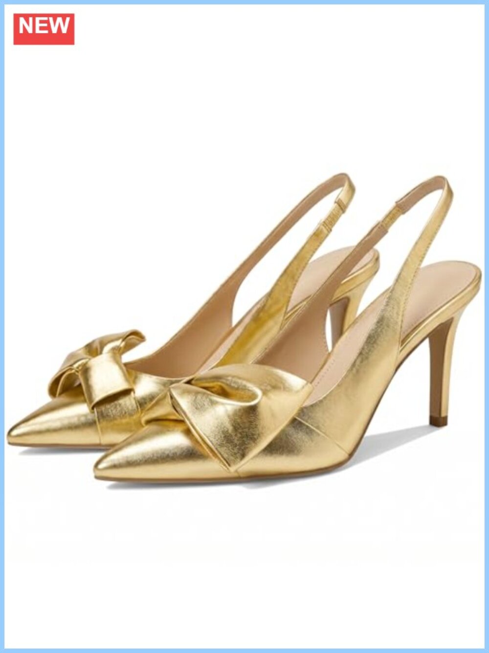 Pointed Toe Slingback Pumps Stiletto Heels Women Bow Detail